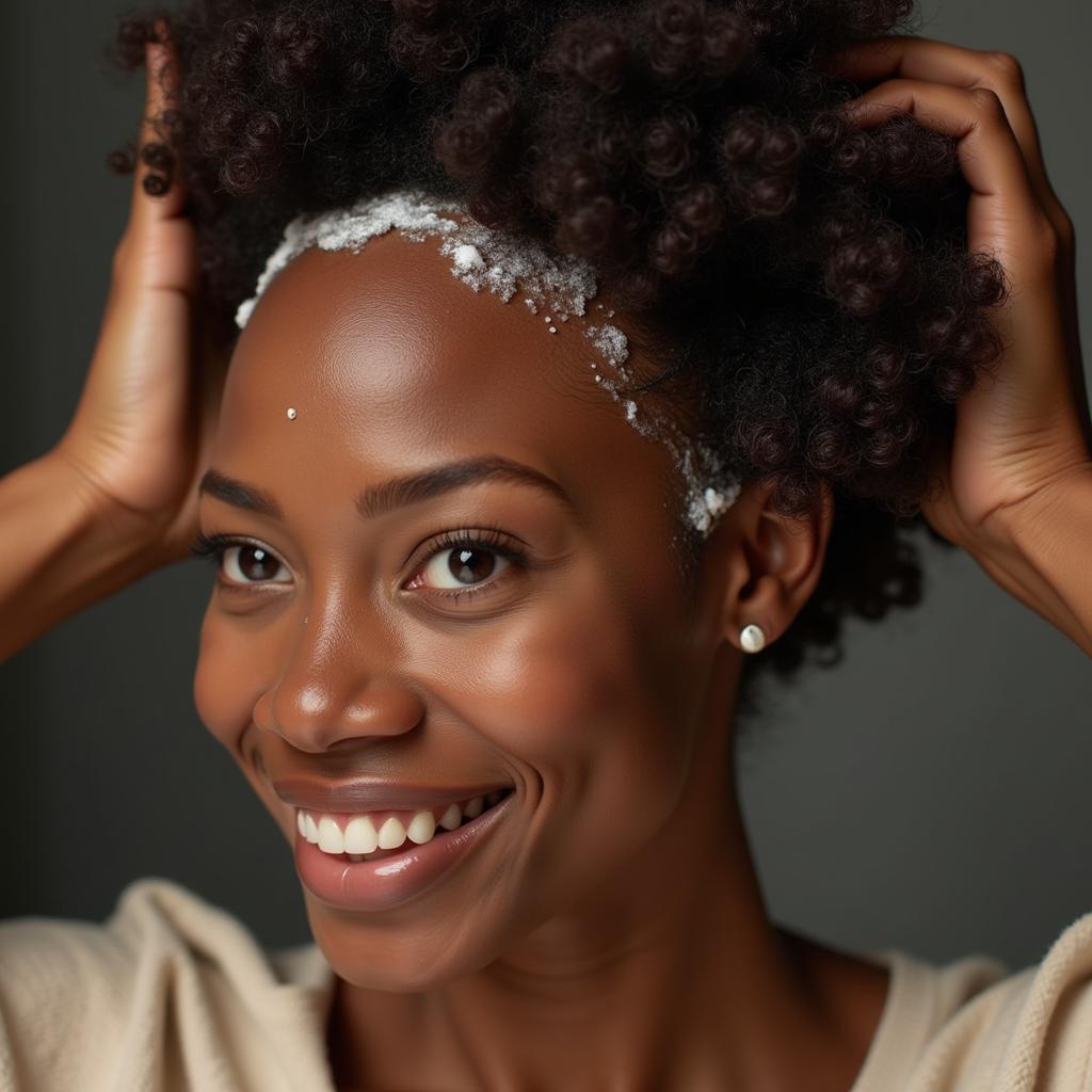 Applying African Black Soap to Scalp