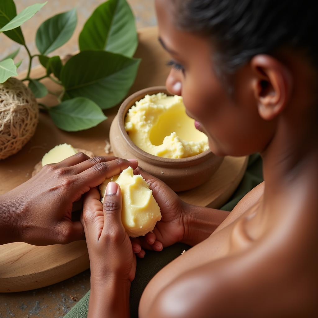 Applying African Shea Butter to Skin for a Natural Glow