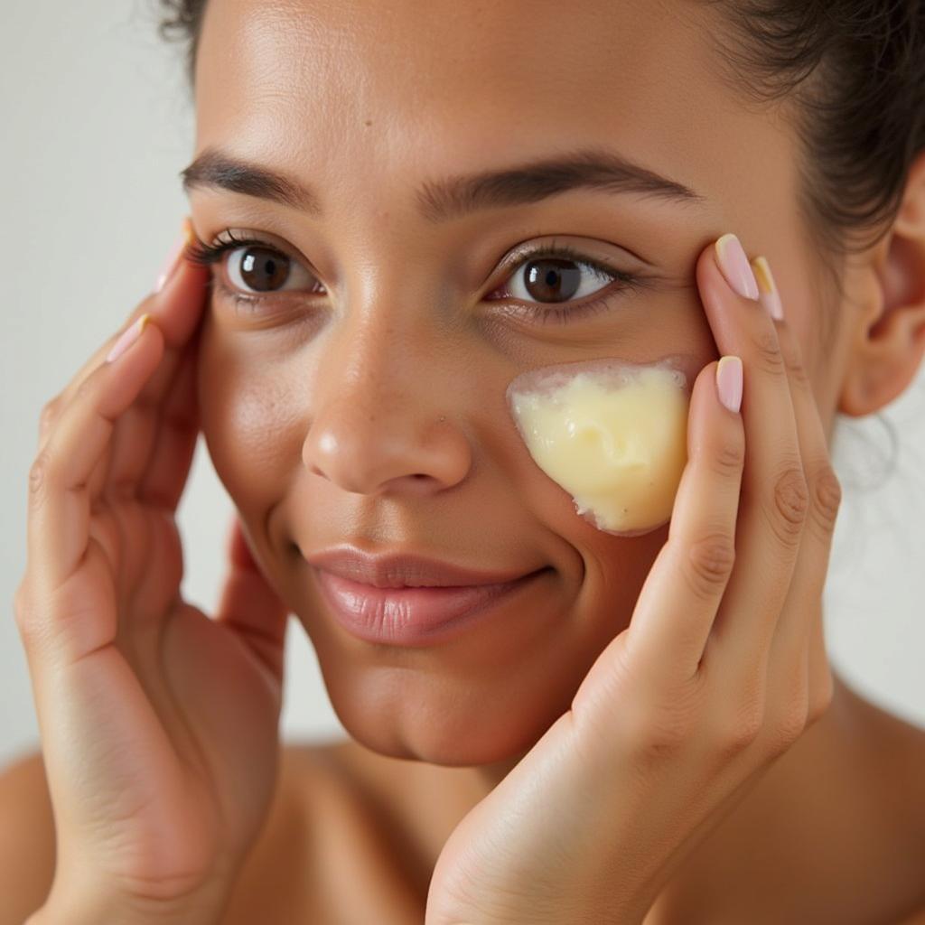 Close-Up of Applying Shea Butter