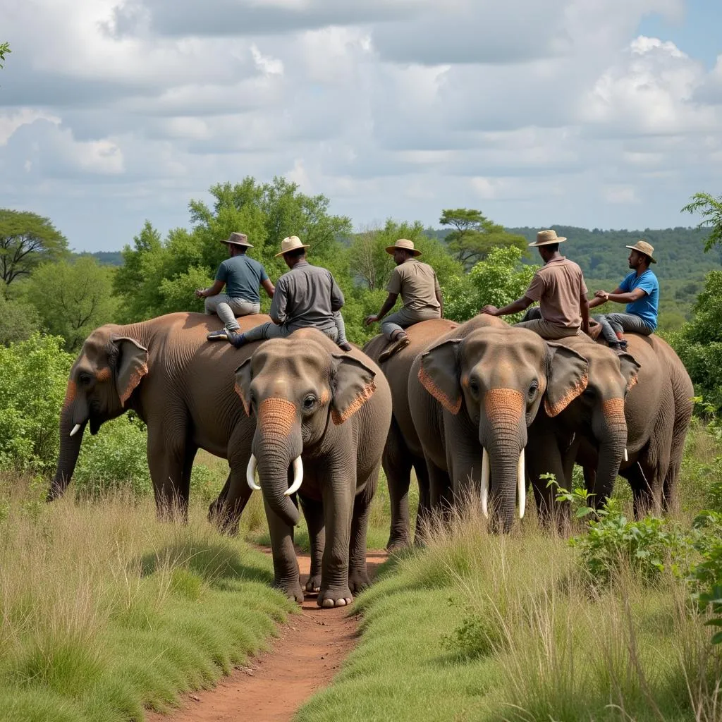 Asian elephants being protected