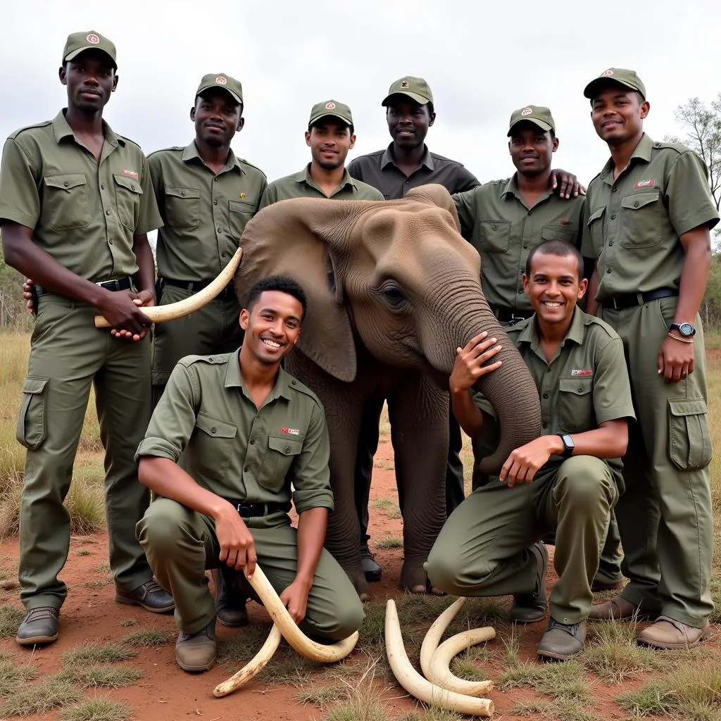 Asian elephants being poached