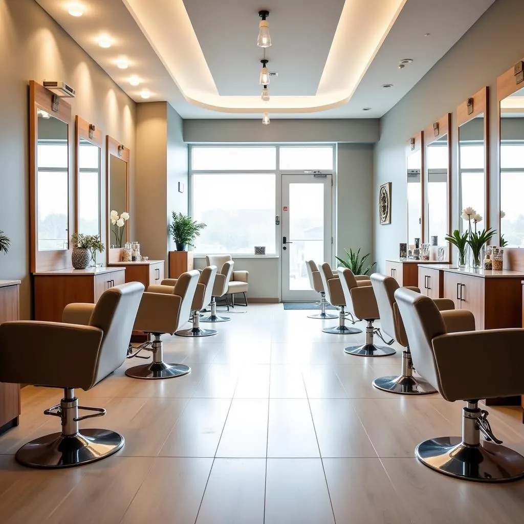 Modern and stylish interior of an African American hair salon in Atlanta