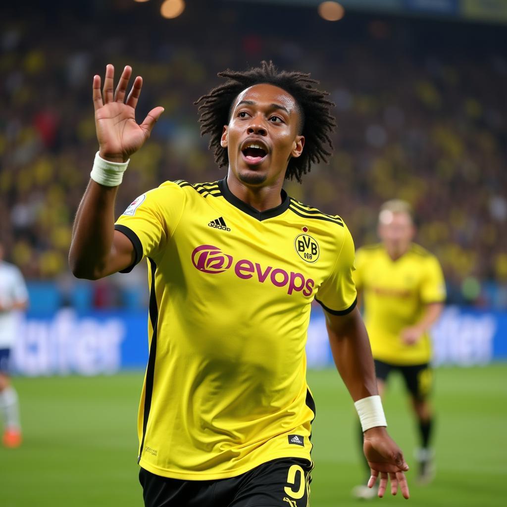 Aubameyang scores a crucial goal for Borussia Dortmund