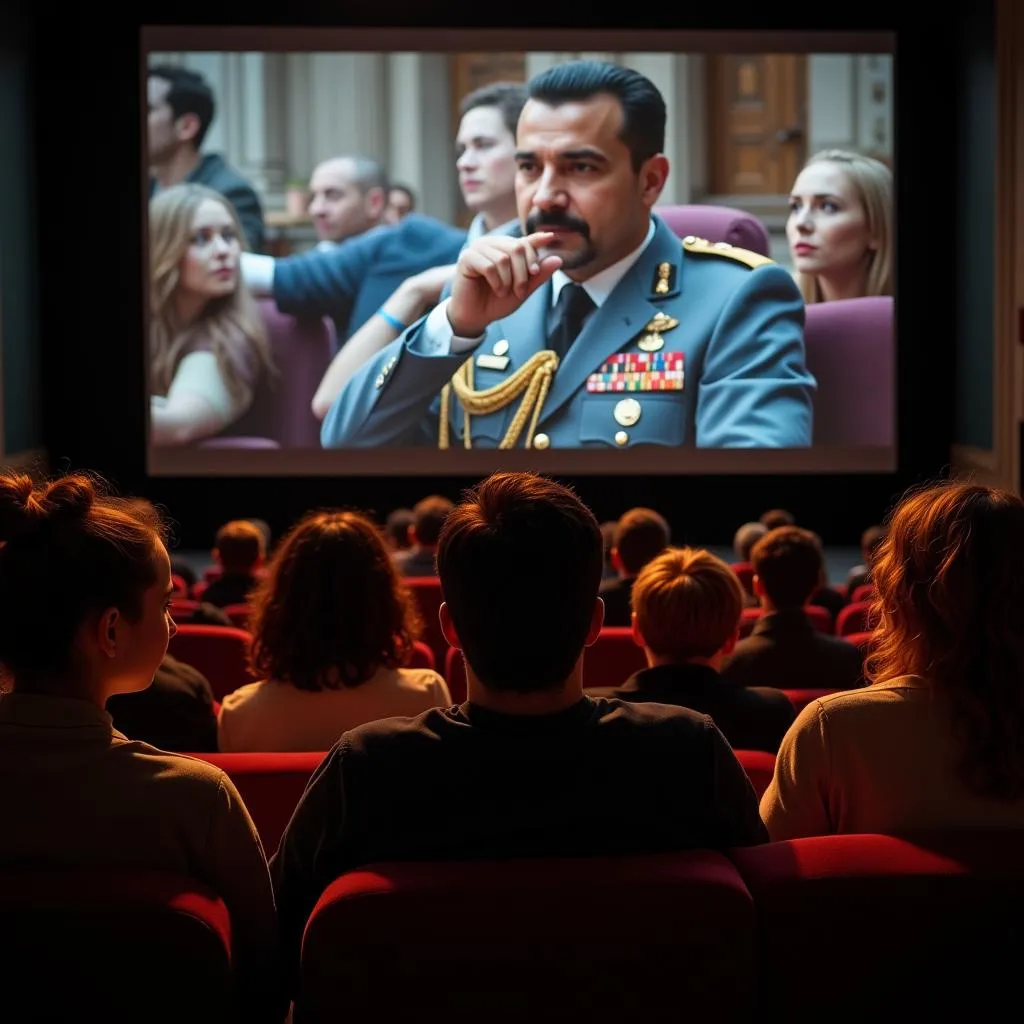 An audience captivated by a film about an African dictator