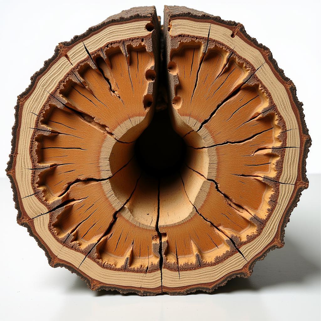 Cross-section of a baobab tree trunk showing water storage.