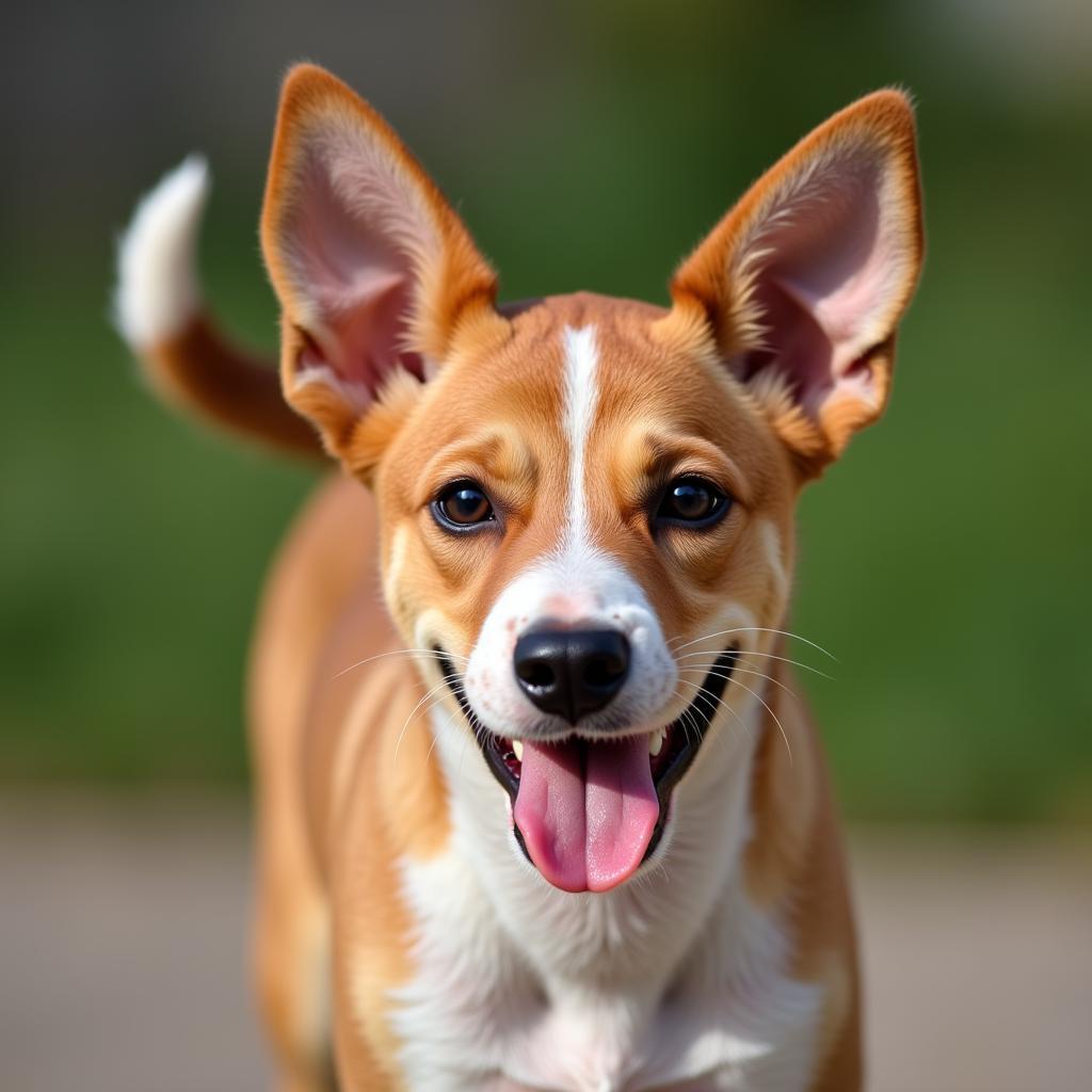 Basenji puppy with distinctive curled tail