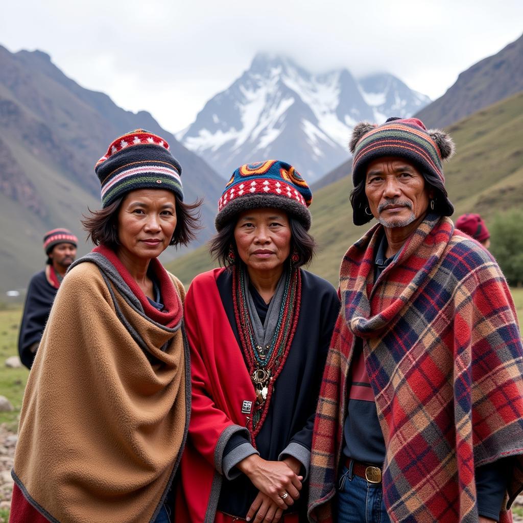 Basotho People in Traditional Winter Clothing