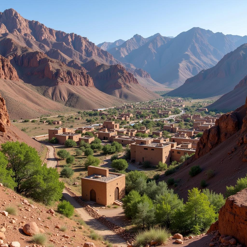 A Berber village nestled in the Atlas Mountains