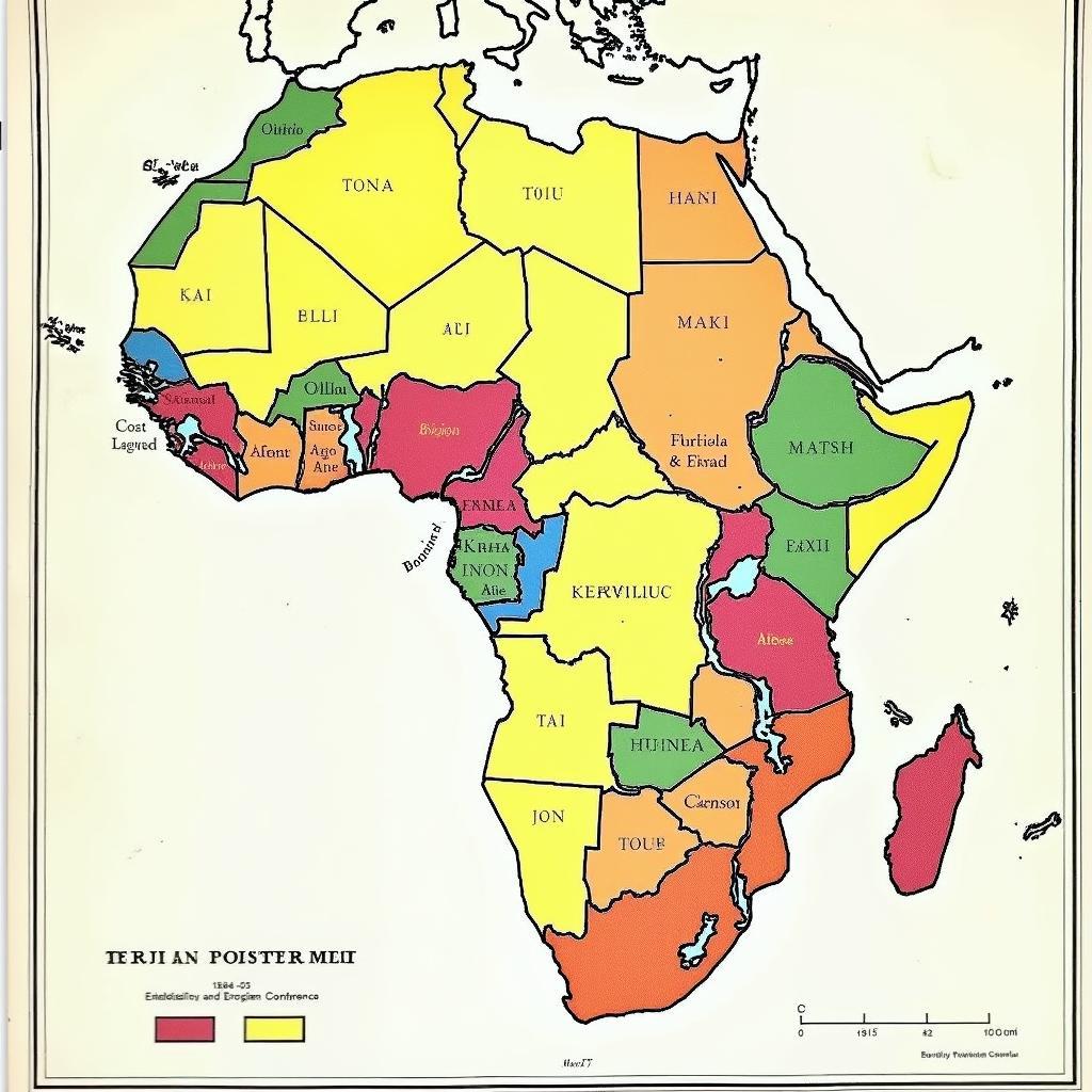 Historical Map of Africa Showing the Outcomes of the Berlin Conference