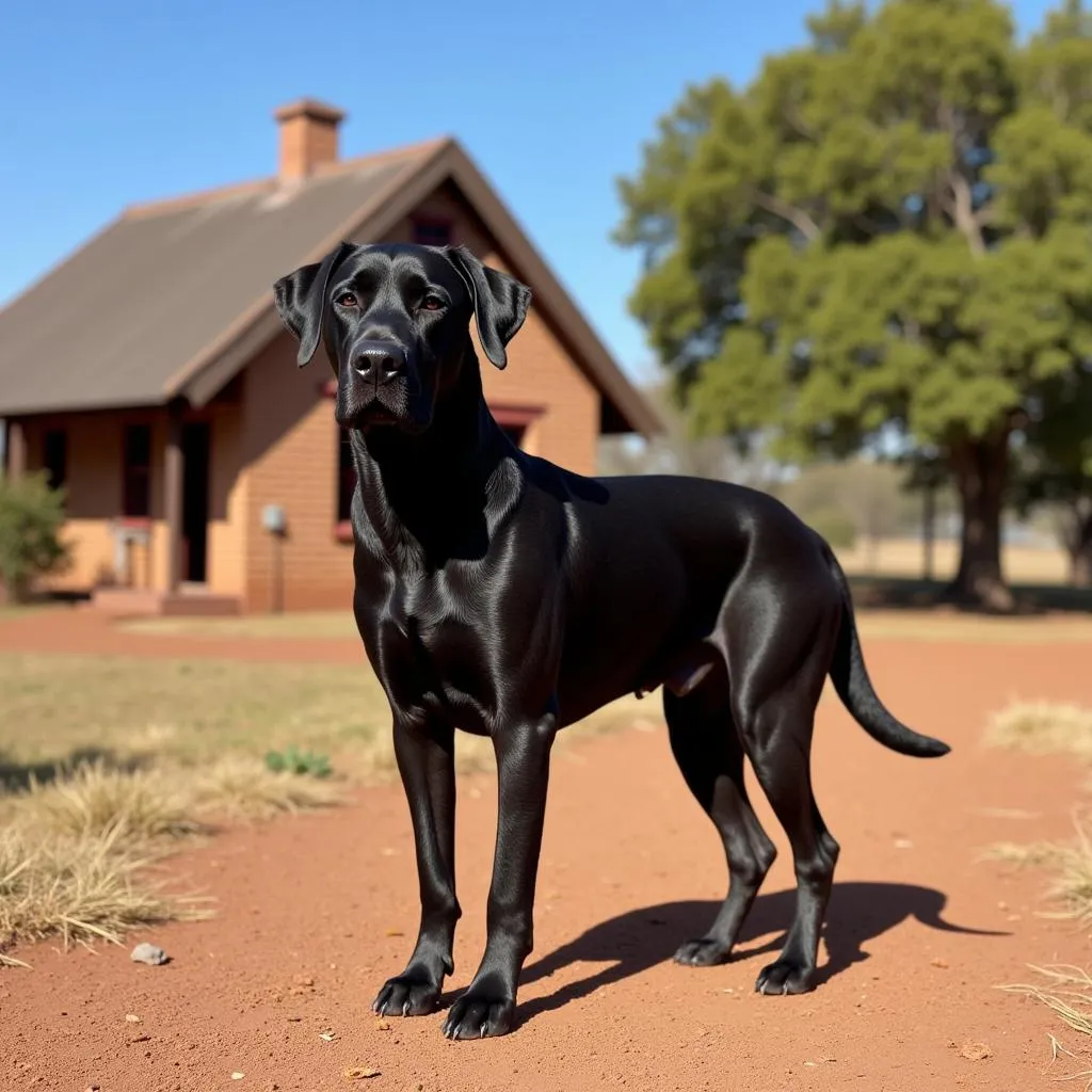 Black African Boerboel Guarding Homestead