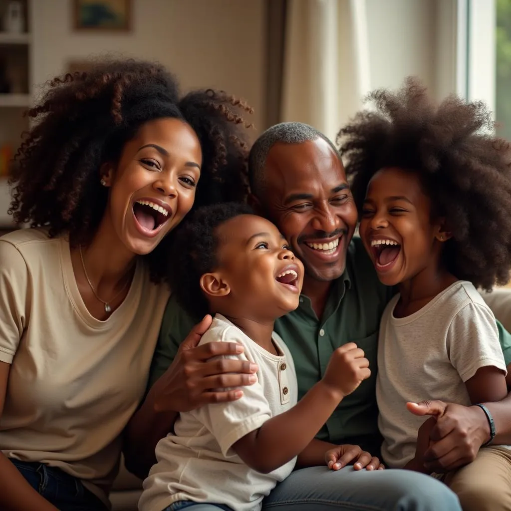 African American family sharing a laugh