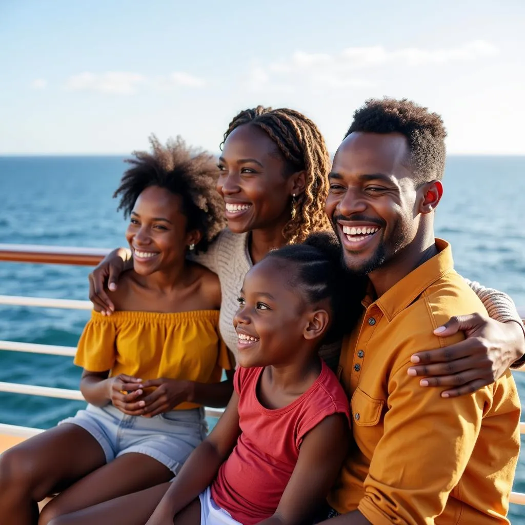 Black Family Enjoying a Cruise Vacation