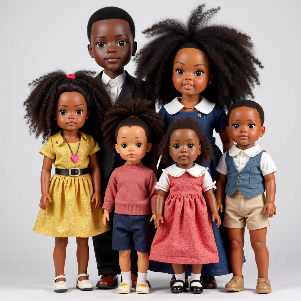 Modern African American Porcelain Doll Family