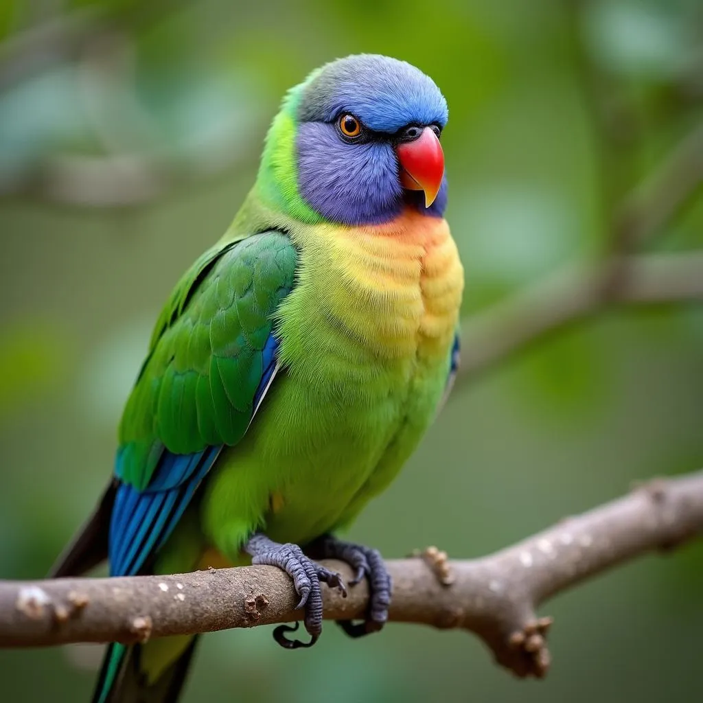 Blue African Lovebird Perched on a Branch