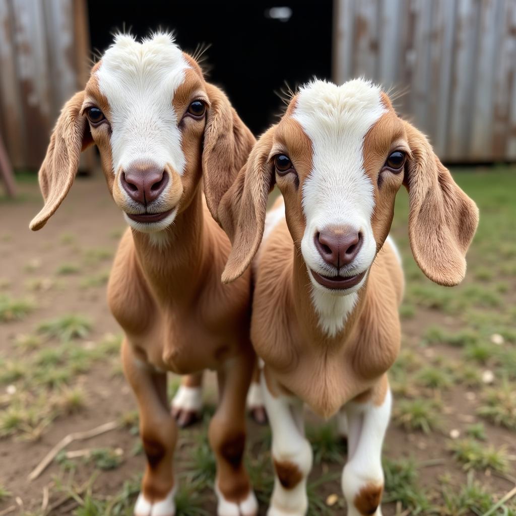 Boer goat kids on a farm