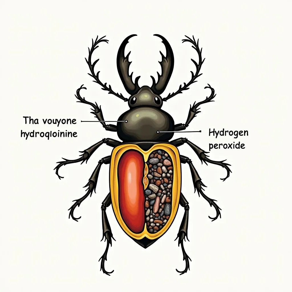 Bombardier beetle anatomy showing internal chambers