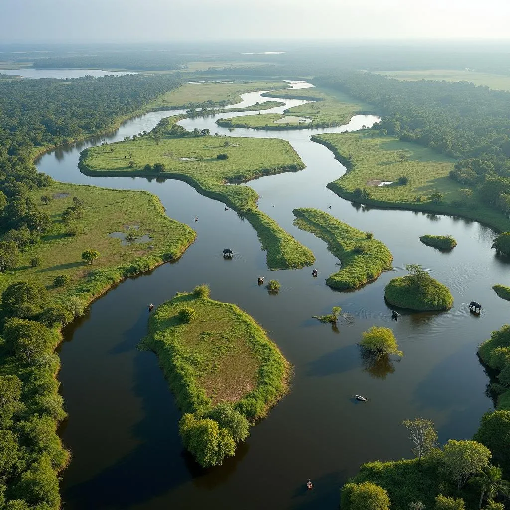 Okavango Delta aerial view in Botswana