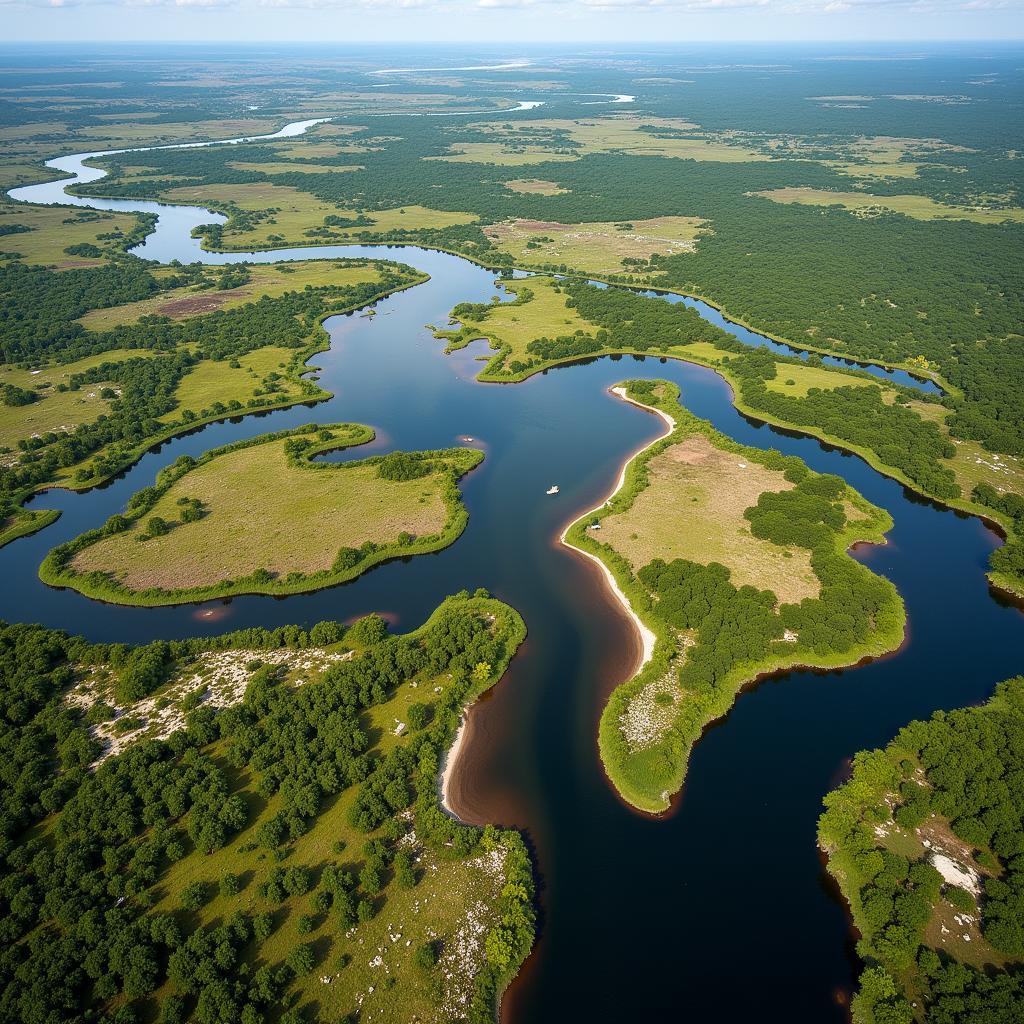 Okavango Delta Aerial View in Botswana