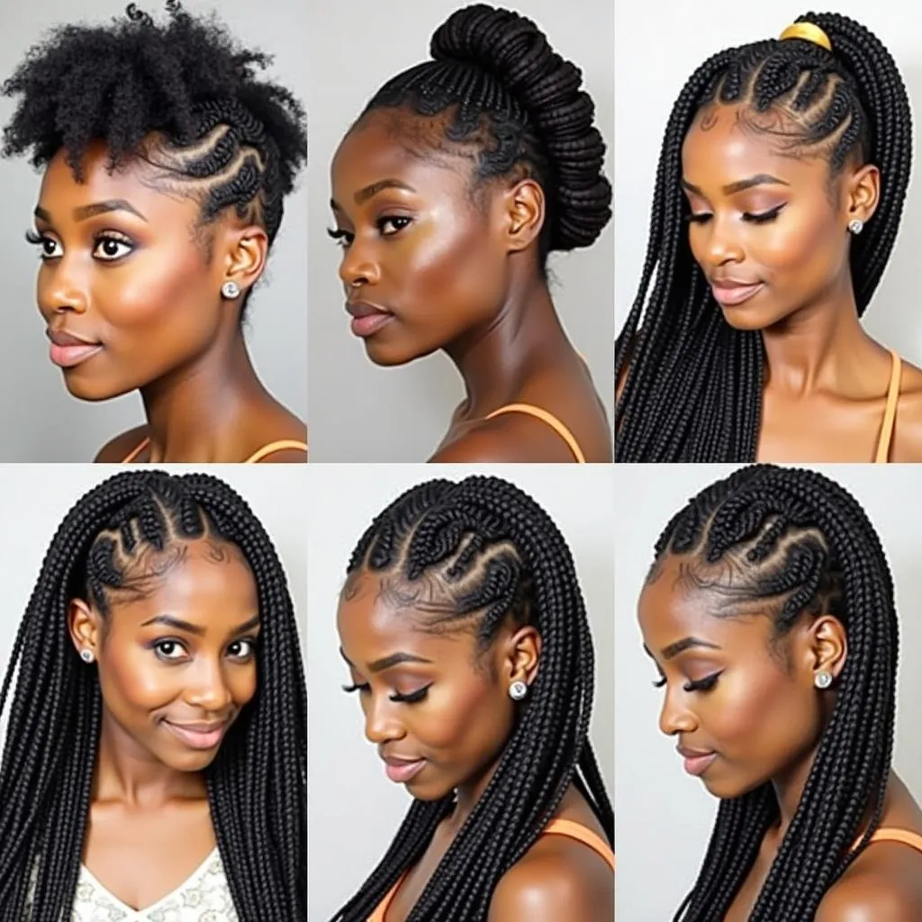 Different variations of box braids highlighting their versatility