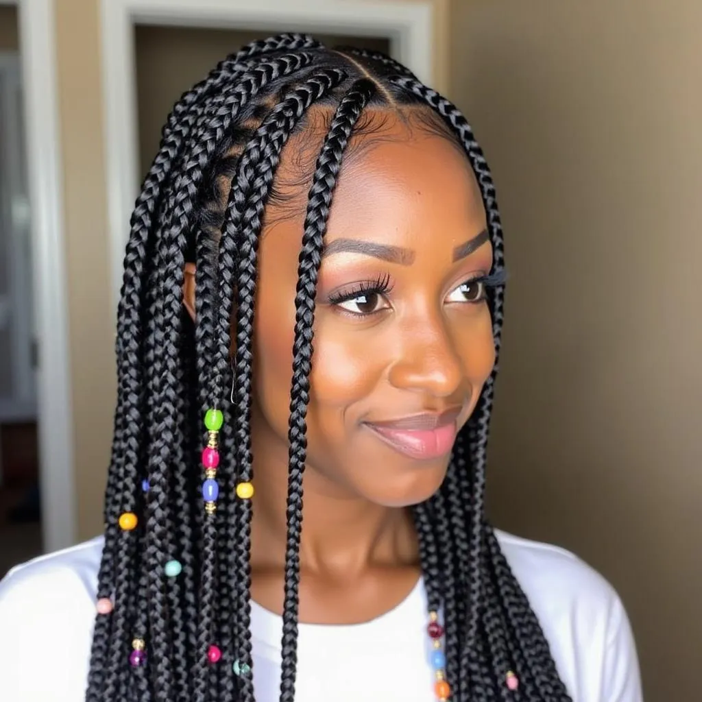 Box Braids with Beads