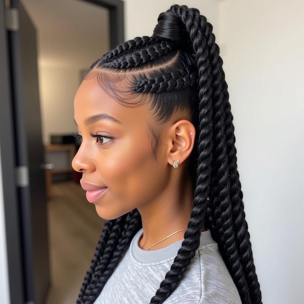 Box Braids Half-Up Half-Down