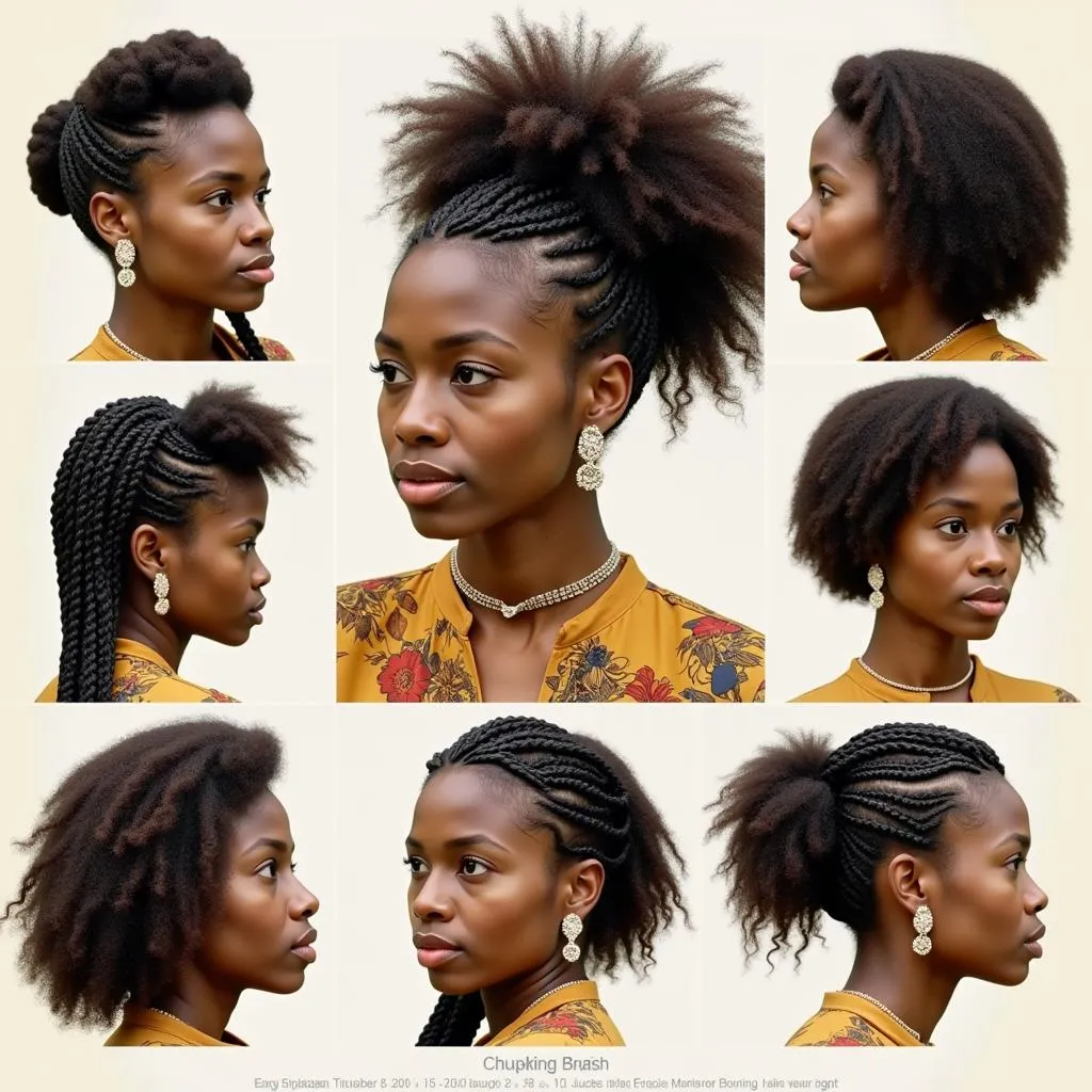 African American women with braids and cornrows in the 1970s