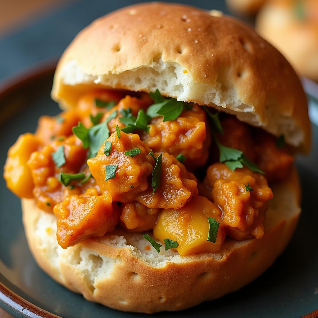 Bunny chow served on a plate