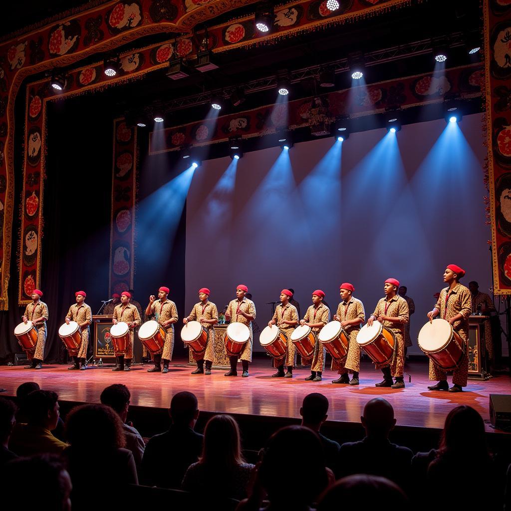 Burundi drummers performing on an international stage