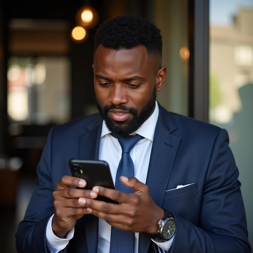 Businessman Checking Time for Meeting in South Africa