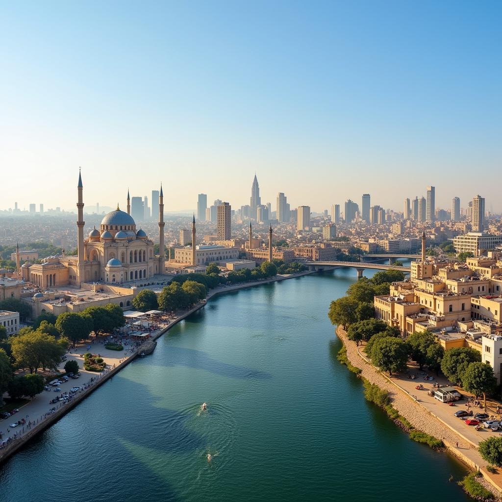 Cairo cityscape with the Nile river