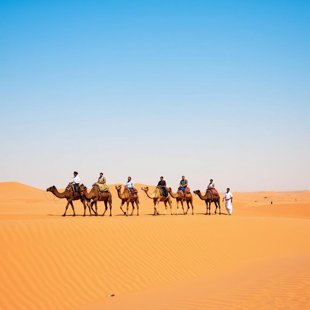 Camel caravan in the Sahara desert