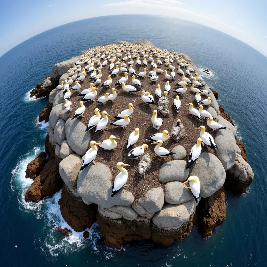 Bustling Cape Gannet Colony on Rocky Island