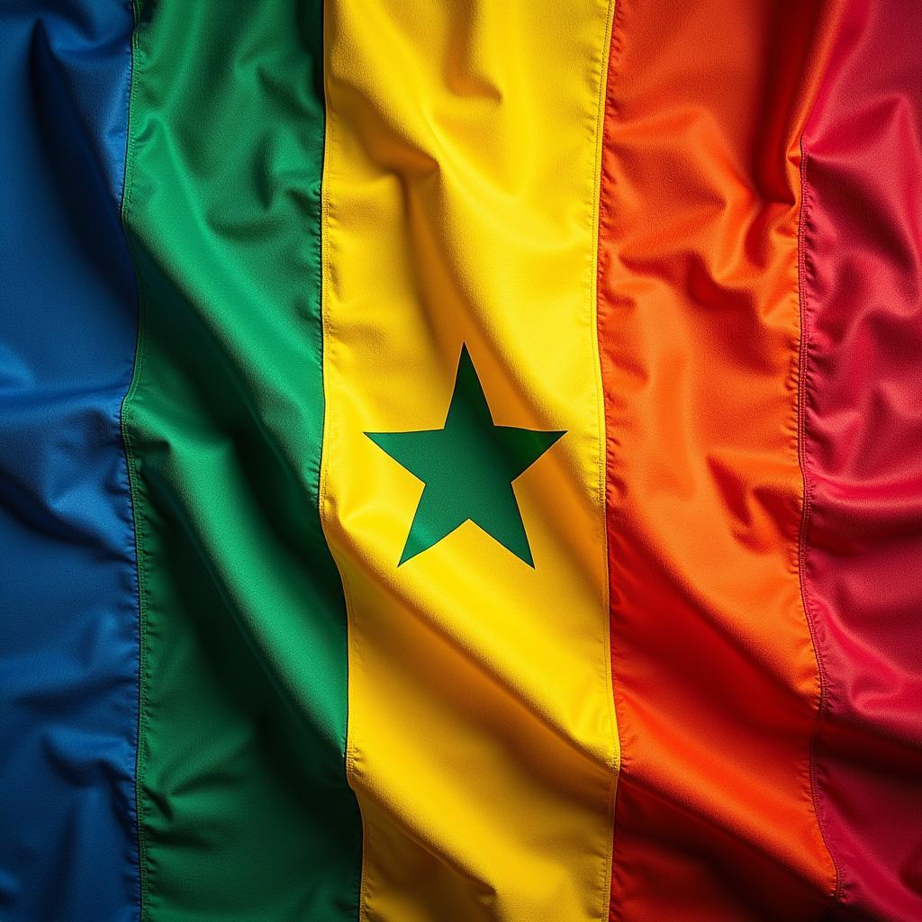 The flag of the Central African Republic waving in the wind