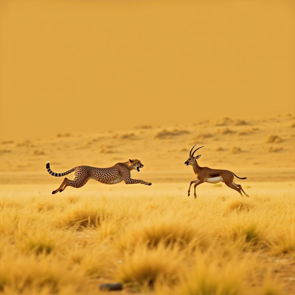 Cheetah in Hot Pursuit of Gazelle on the African Plains