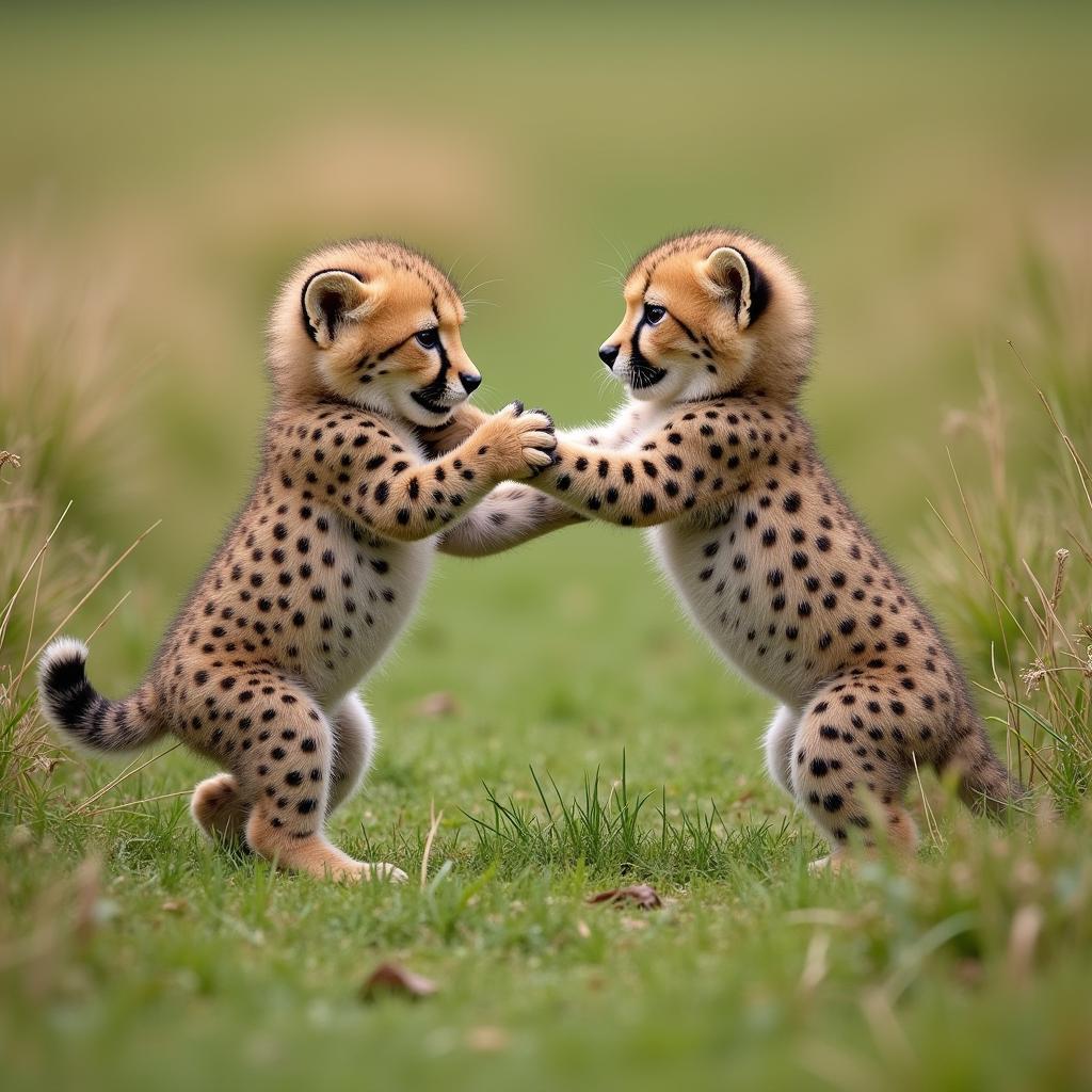 Cheetah cubs playing