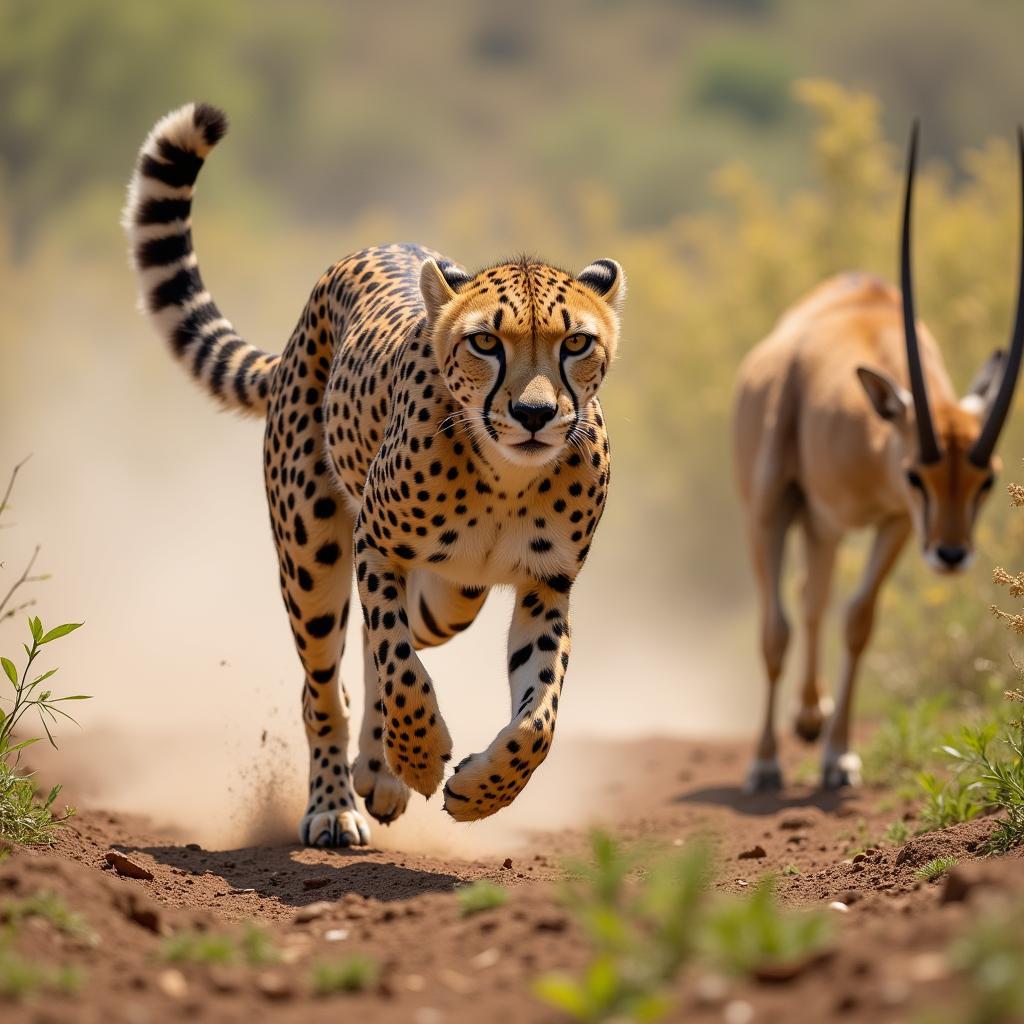 Cheetah in Pursuit of Gazelle