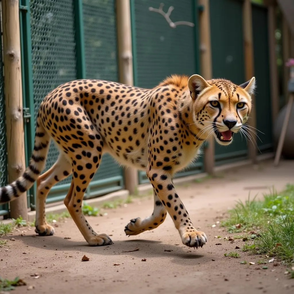 Cheetah Pacing in Enclosure