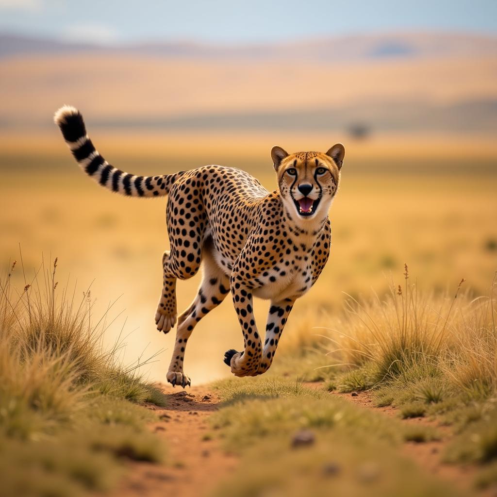 Cheetah Sprinting Across Open Plains