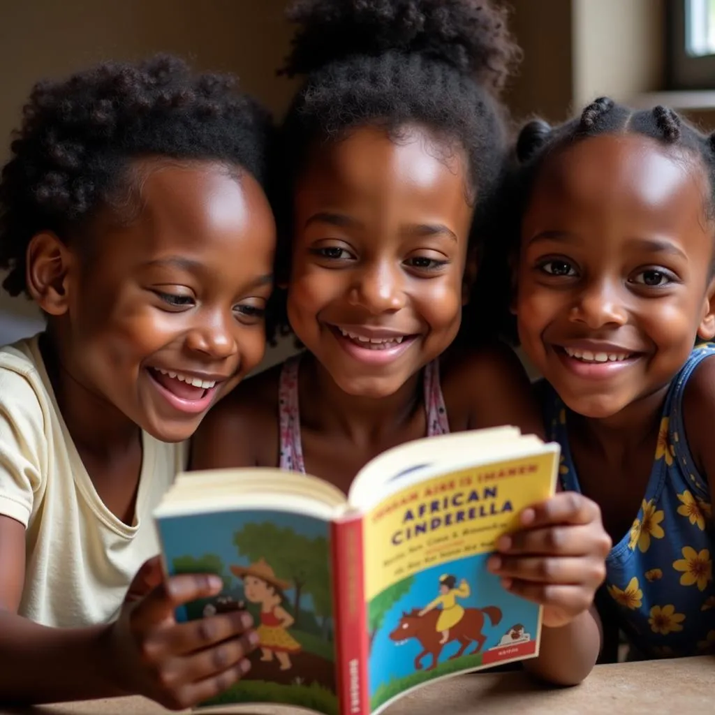 Children reading African Cinderella book