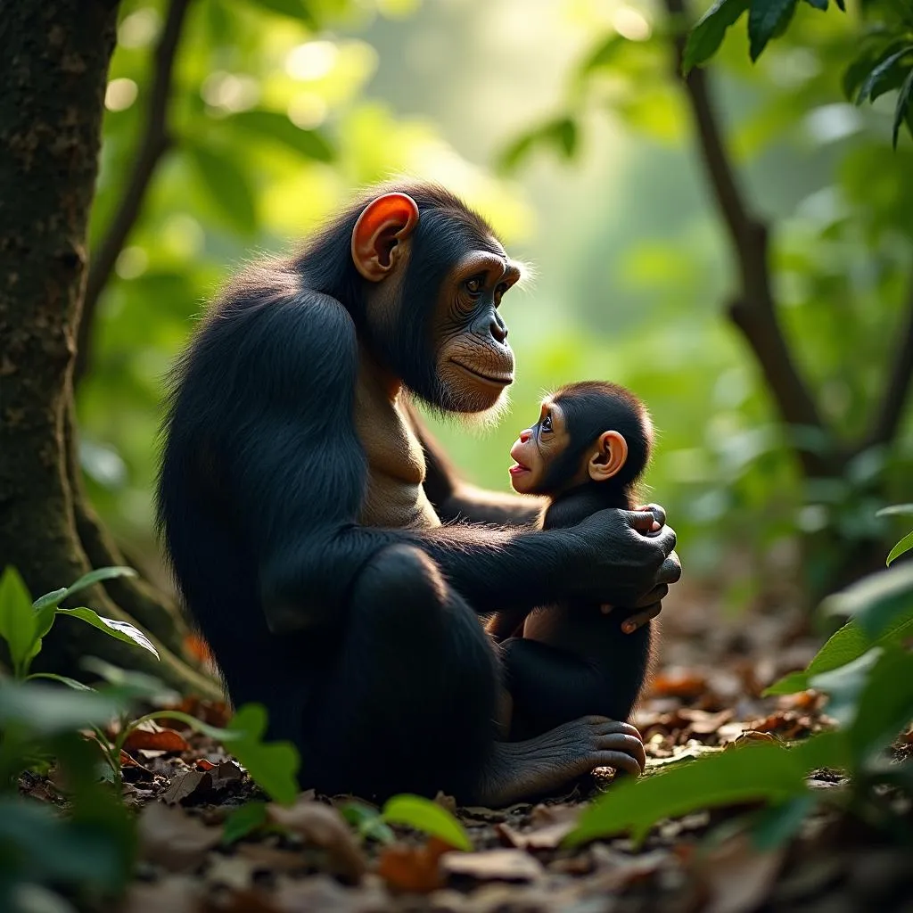 Chimpanzee Family Bonding in the Forest Canopy