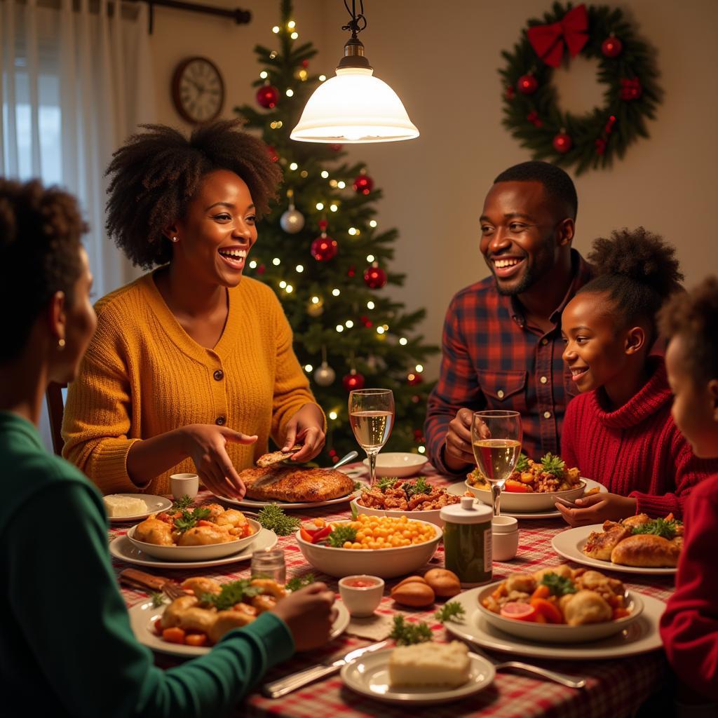 Family gathered for Christmas dinner