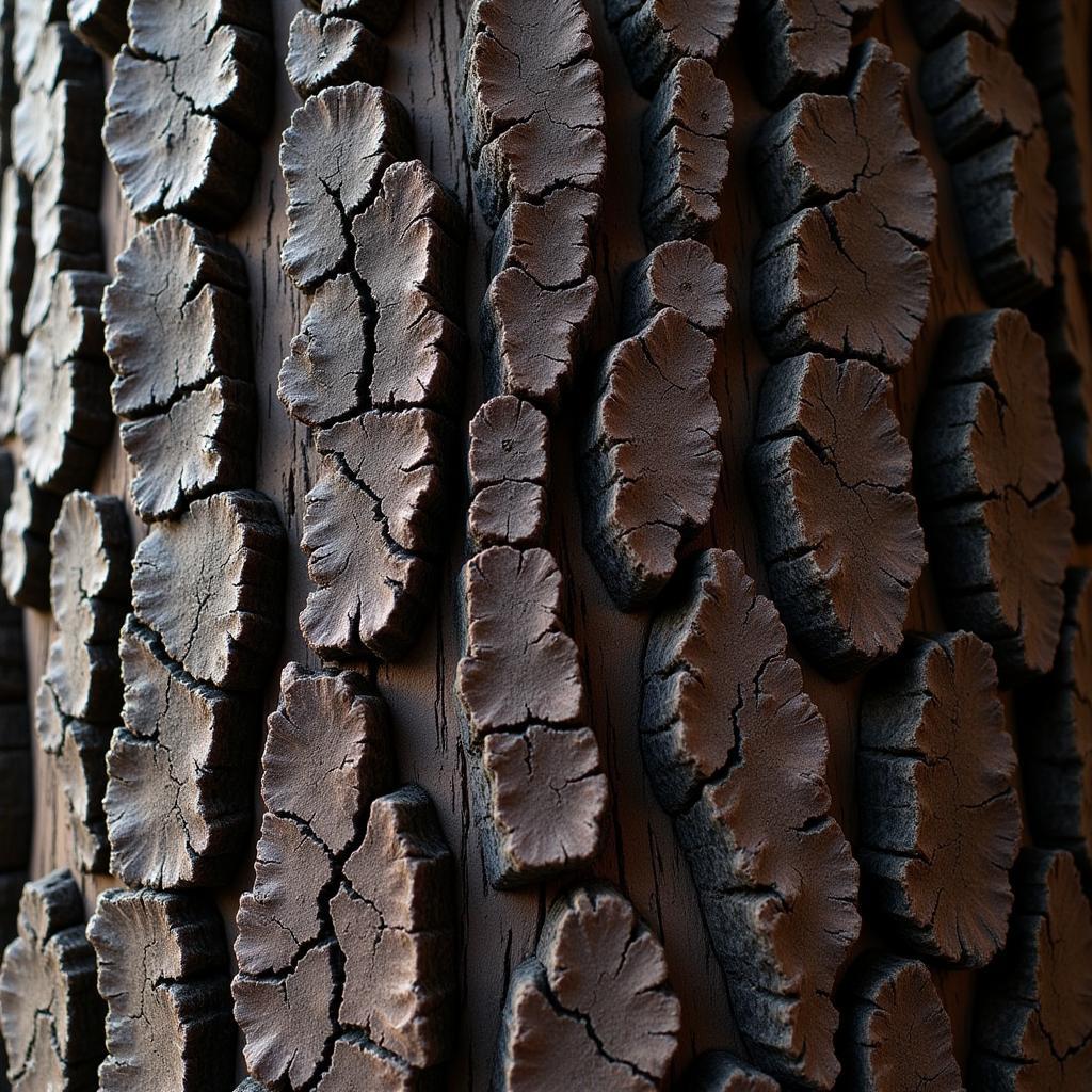 Close-up of African Blackwood Bark Texture