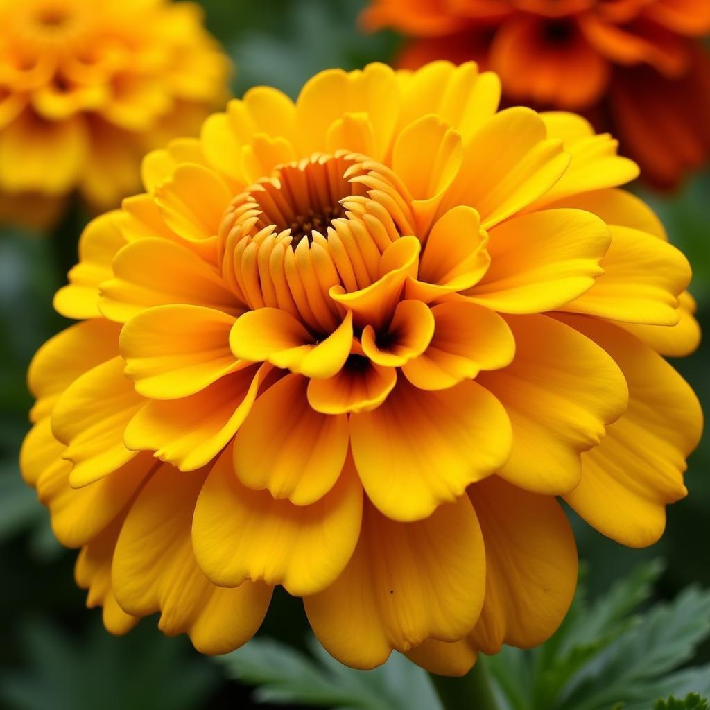 Close-Up Comparison of African and French Marigolds