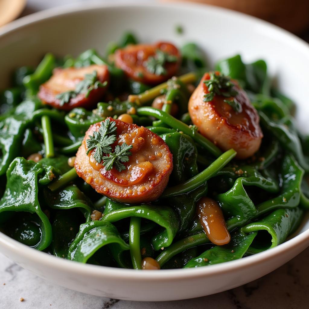 Steaming Bowl of Collard Greens with Smoked Turkey