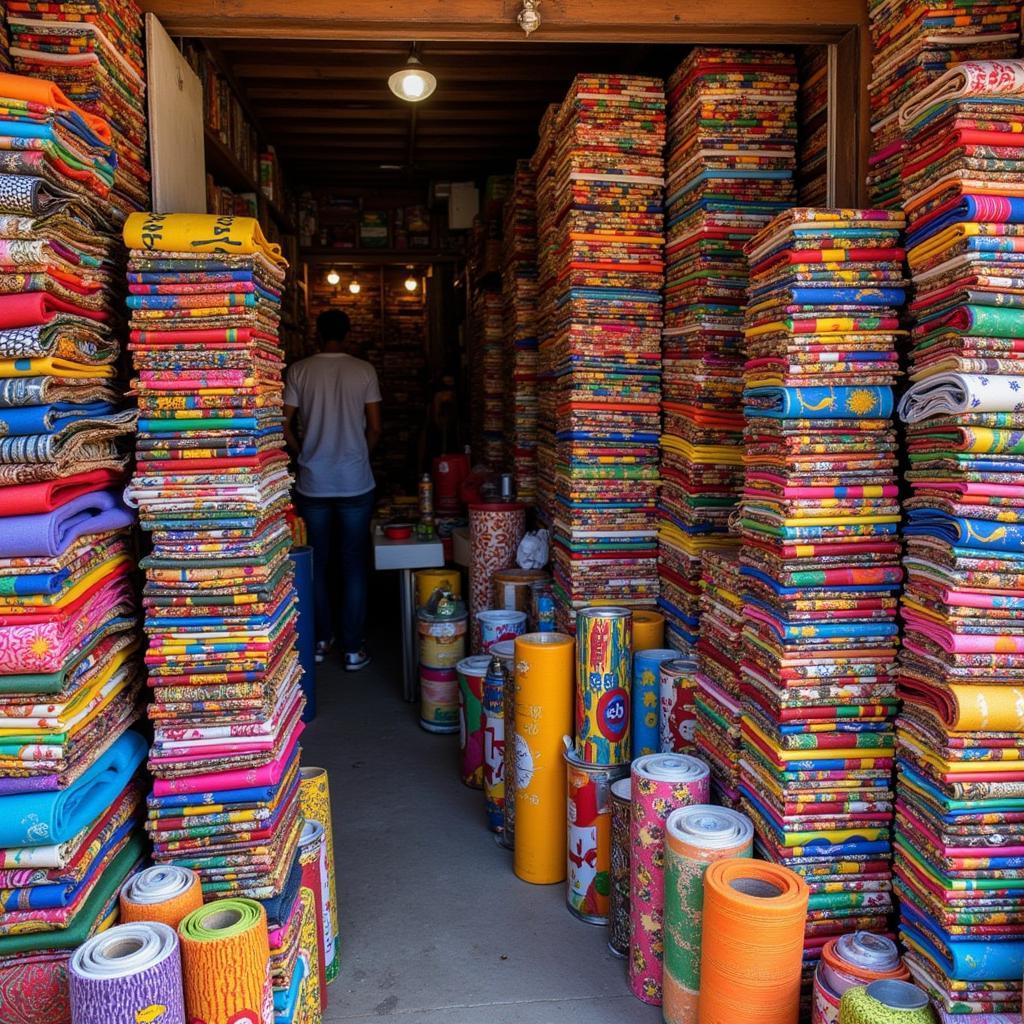 Colorful African Fabric Market