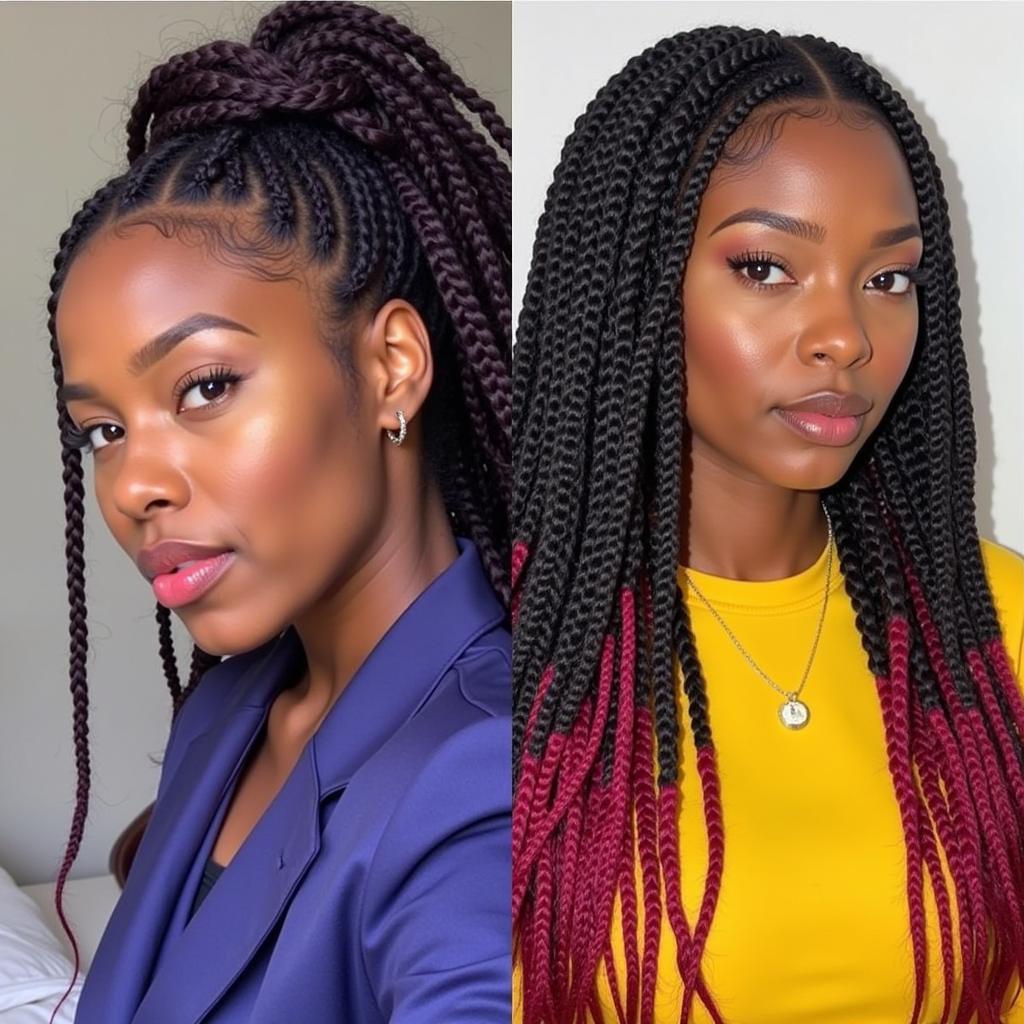 Examples of African hairstyles with bold colors and highlights