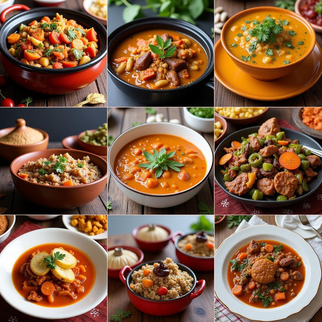 Variety of African stews and soups