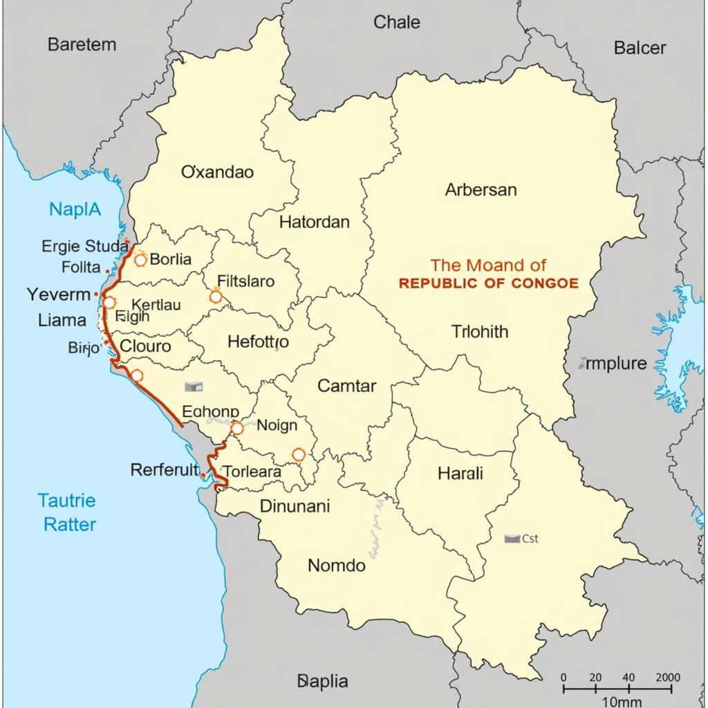 Map of Congo's Borders with Neighboring Countries