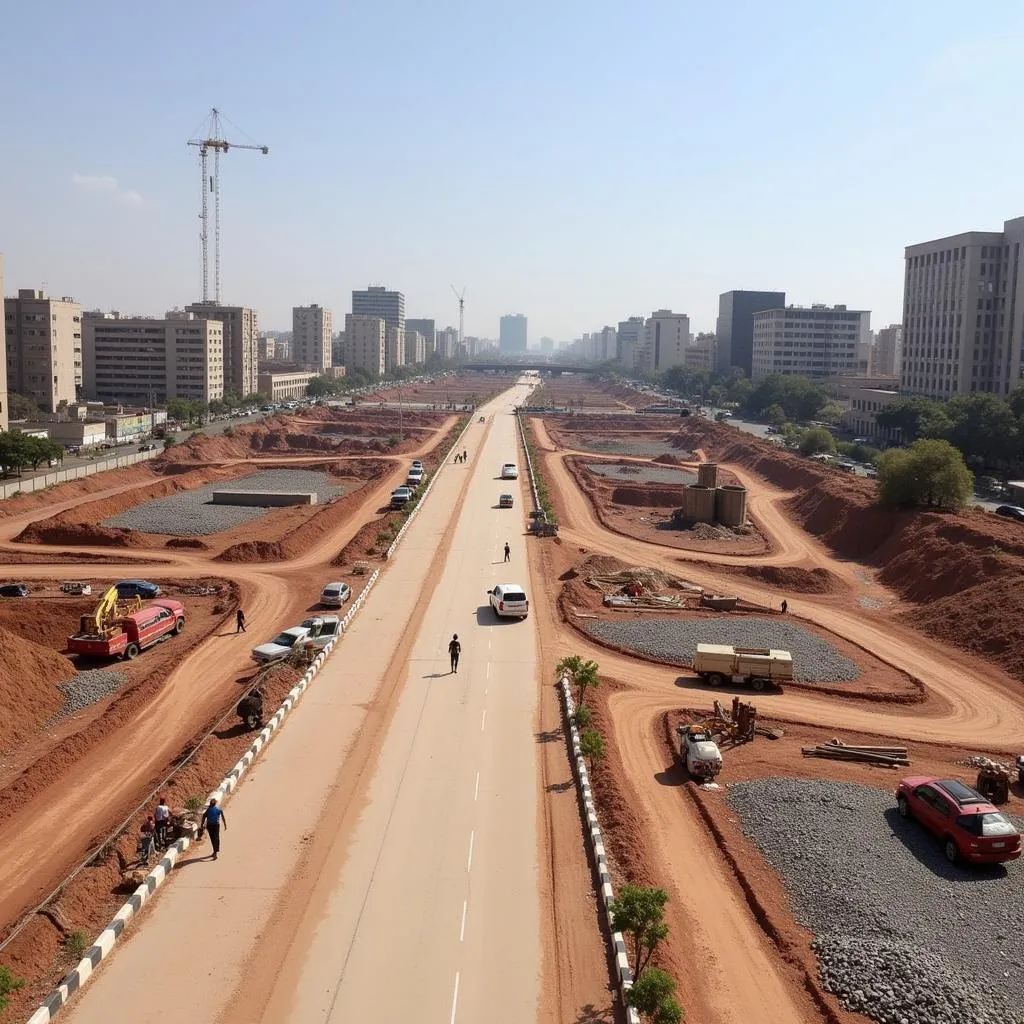 Construction site of a new infrastructure project in Addis Ababa, Ethiopia