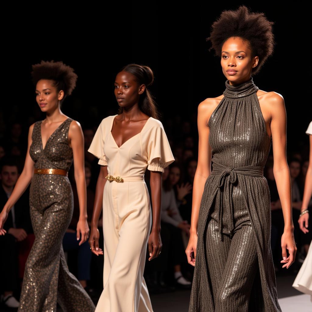 Modern fashion show featuring designs from contemporary African American designers.